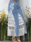 Jupe jeans dentelle