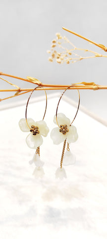 Boucle d’oreille fleur nacré
