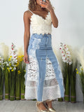 Jupe jeans dentelle
